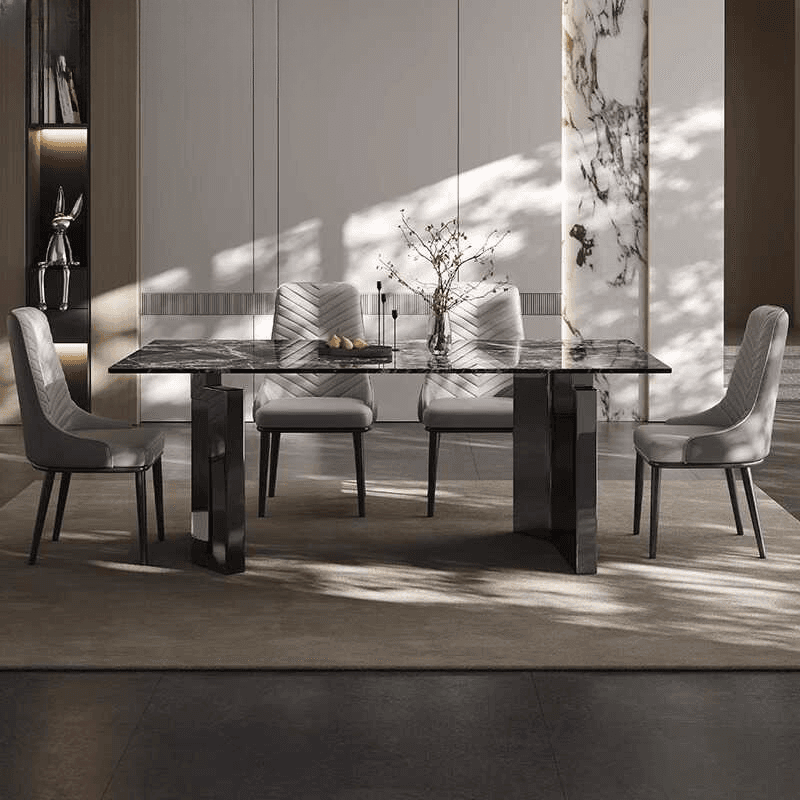 Dining Table Set with Marble Slab Top for 6 People/4 People in Multicolor thumbnail 3