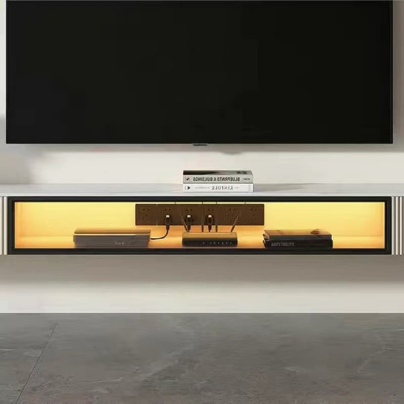 Modern Floating Stone TV Stand with 2 Drawers and 1 Cabinet thumbnail 8