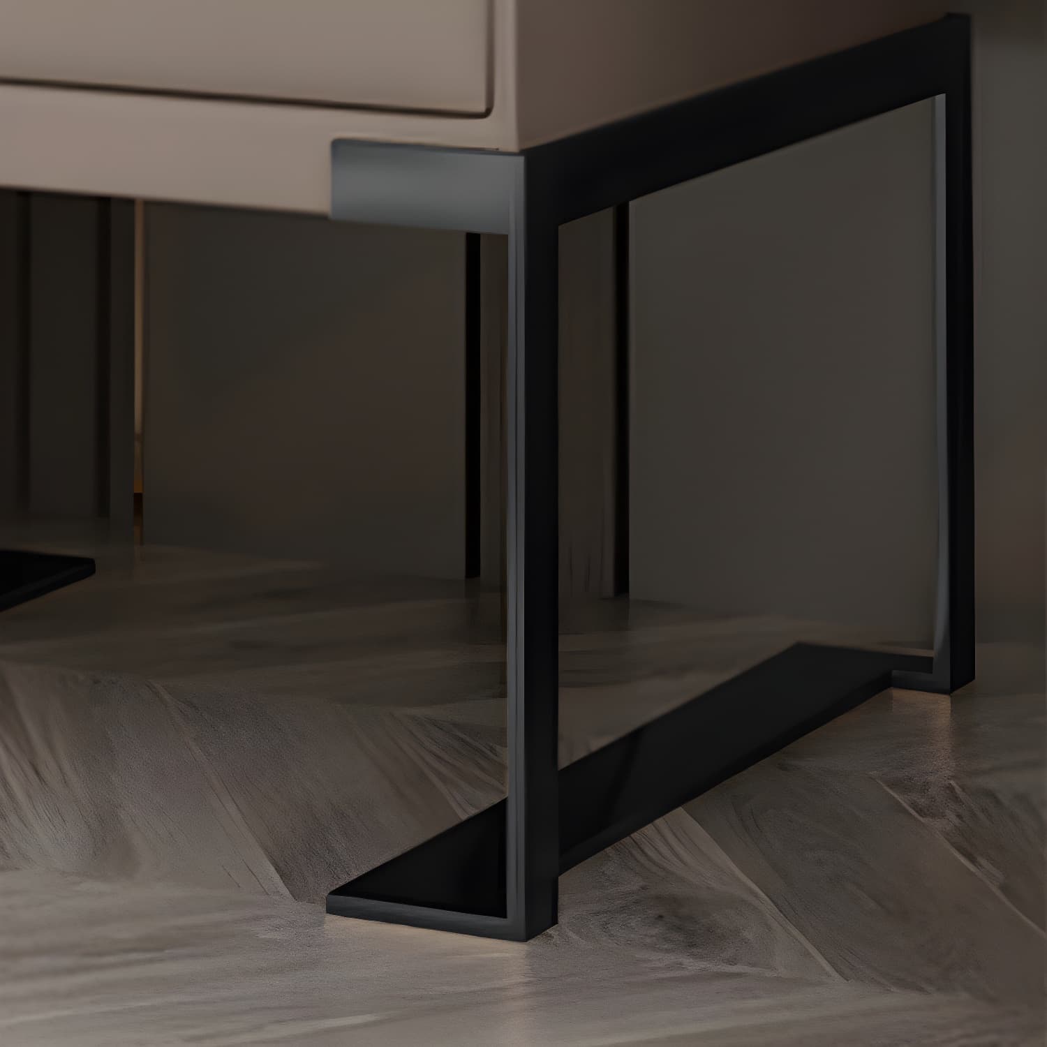 Leather 1 Drawer Nightstand Contemporary Night Table with Metal Legs thumbnail 15