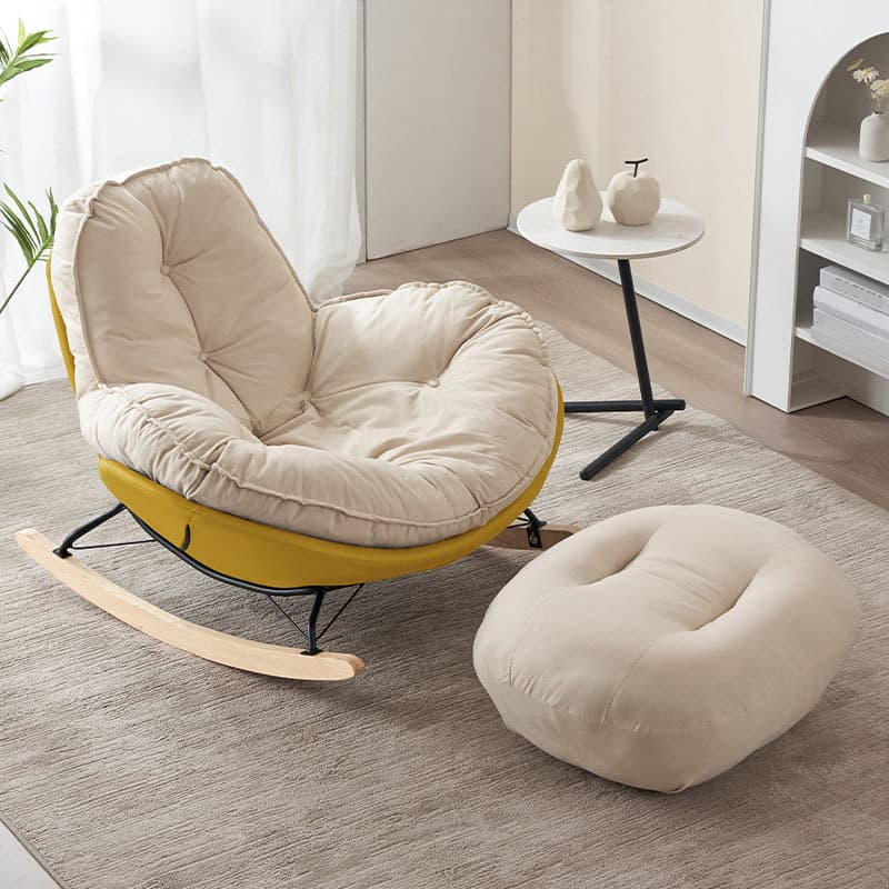 Modern Upholstered Rocking Chair - Small Height, Strongly Built Supporting 398lbs+ Weight thumbnail 9