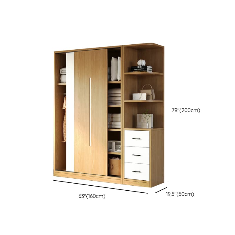Natural Color Minimalist Cabinet Armoire with Soft Close Drawer, Soft Close Door & Interior Shelves thumbnail 22
