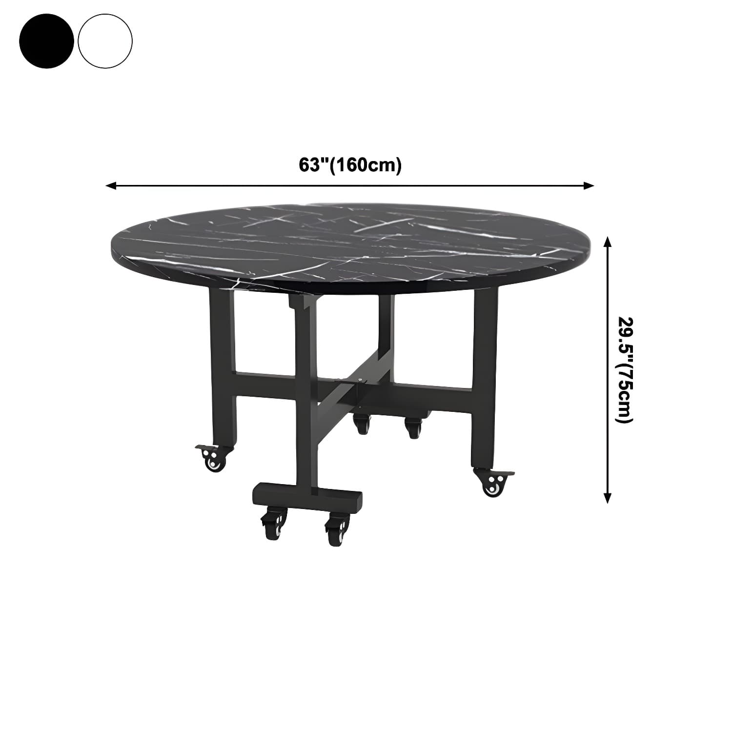 Mid-Century Round Shape Table MDF Folding Standard Dining Table for Kitchen thumbnail 13