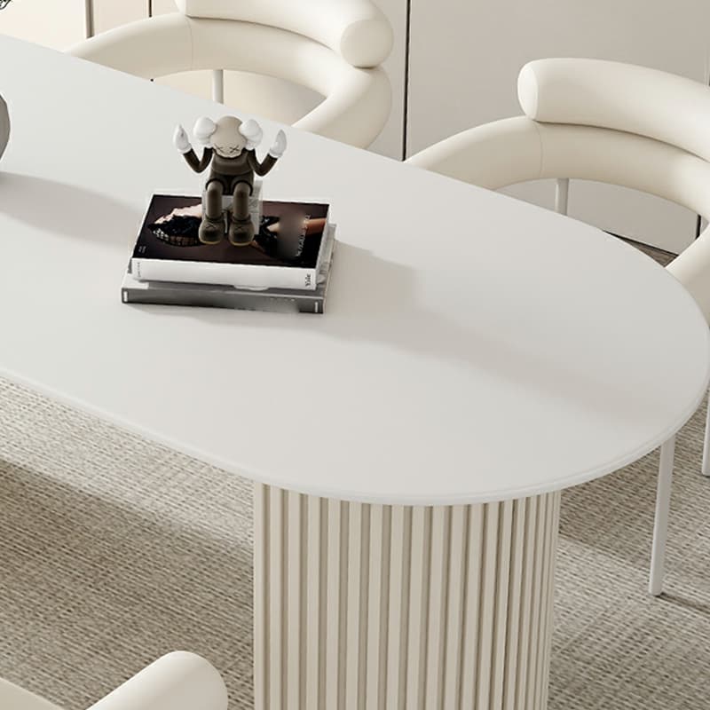 Contemporary Stone Top Oval Dining Table with Metal Legs for Dining Room thumbnail 14