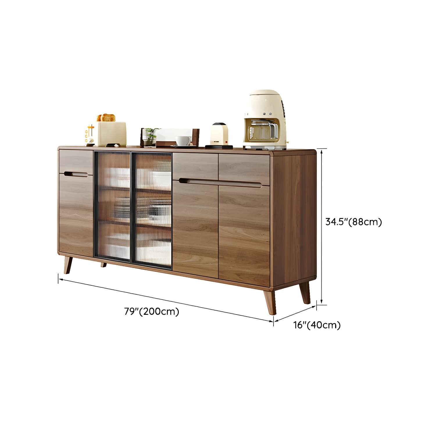 Contemporary Engineered Wood Free-standing Sideboard with Glass Door and Adjustable Shelves thumbnail 16
