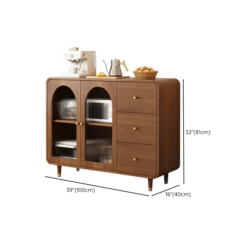 3 Drawers Modish Tan Standard Sink Cabinet with Glass Doors, 2 Shelves/1 Shelf, and Cabinets thumbnail 13