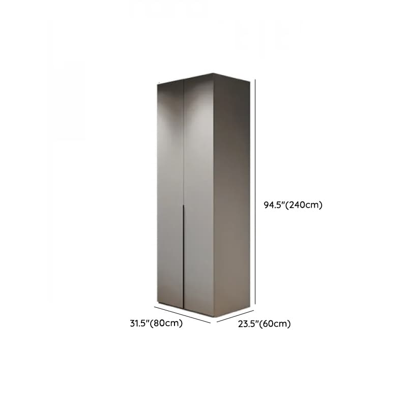 Dove Grey Minimalist Manufactured Wood Wardrobe Closet with Compartments, Soft Close Door, Interior Shelves, and Clothing Rod thumbnail 18