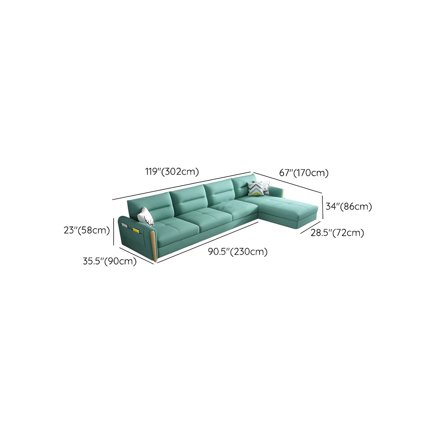 Grey Green Sectional Sofa with Under Seat Storage for Home and Room thumbnail 22