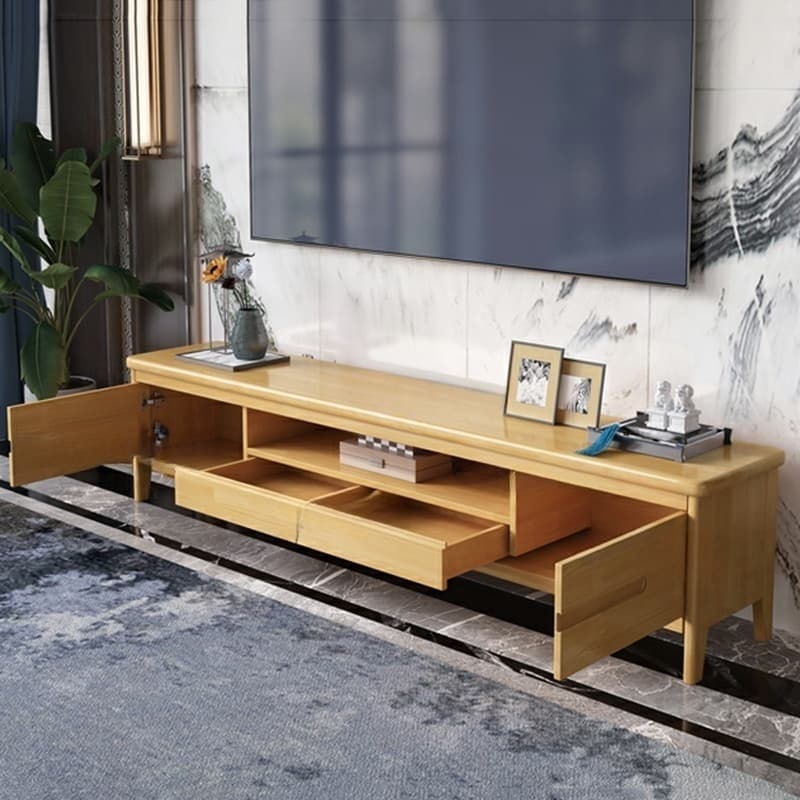 Scandinavian TV Stand with Low Height & Wood Material & 2 Drawers thumbnail 10
