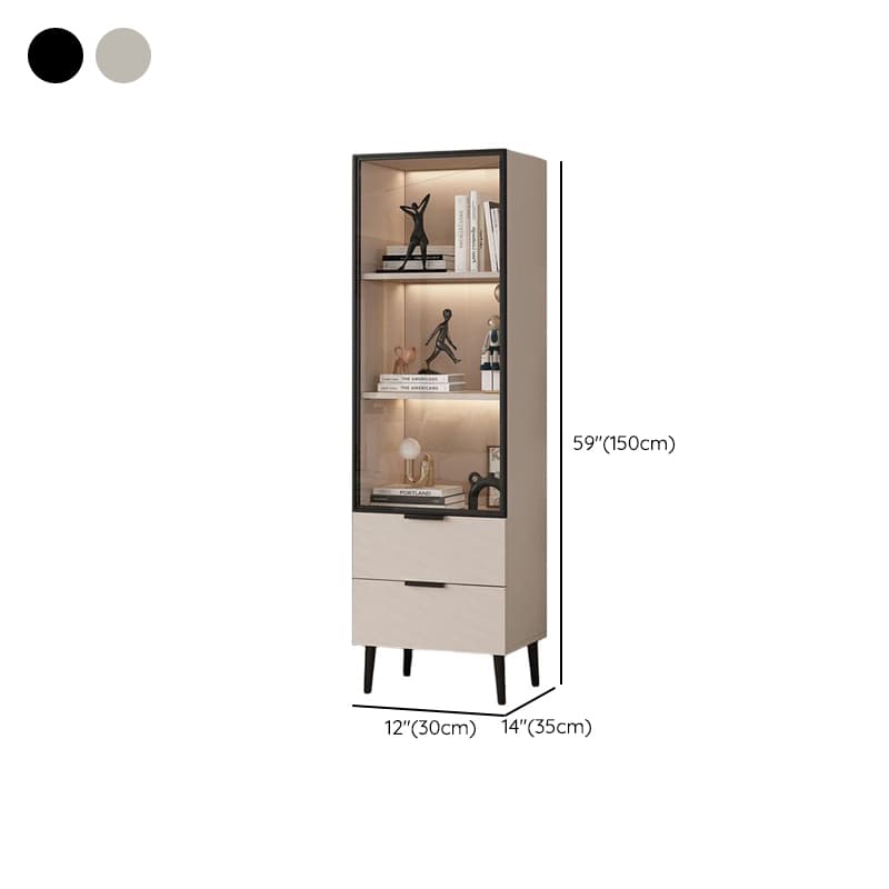 Simple Rectangular Damp-proof Accent Cabinet with Closet, Glazed Door, Chalk/Sand Top, and Soft Close Drawer thumbnail 10