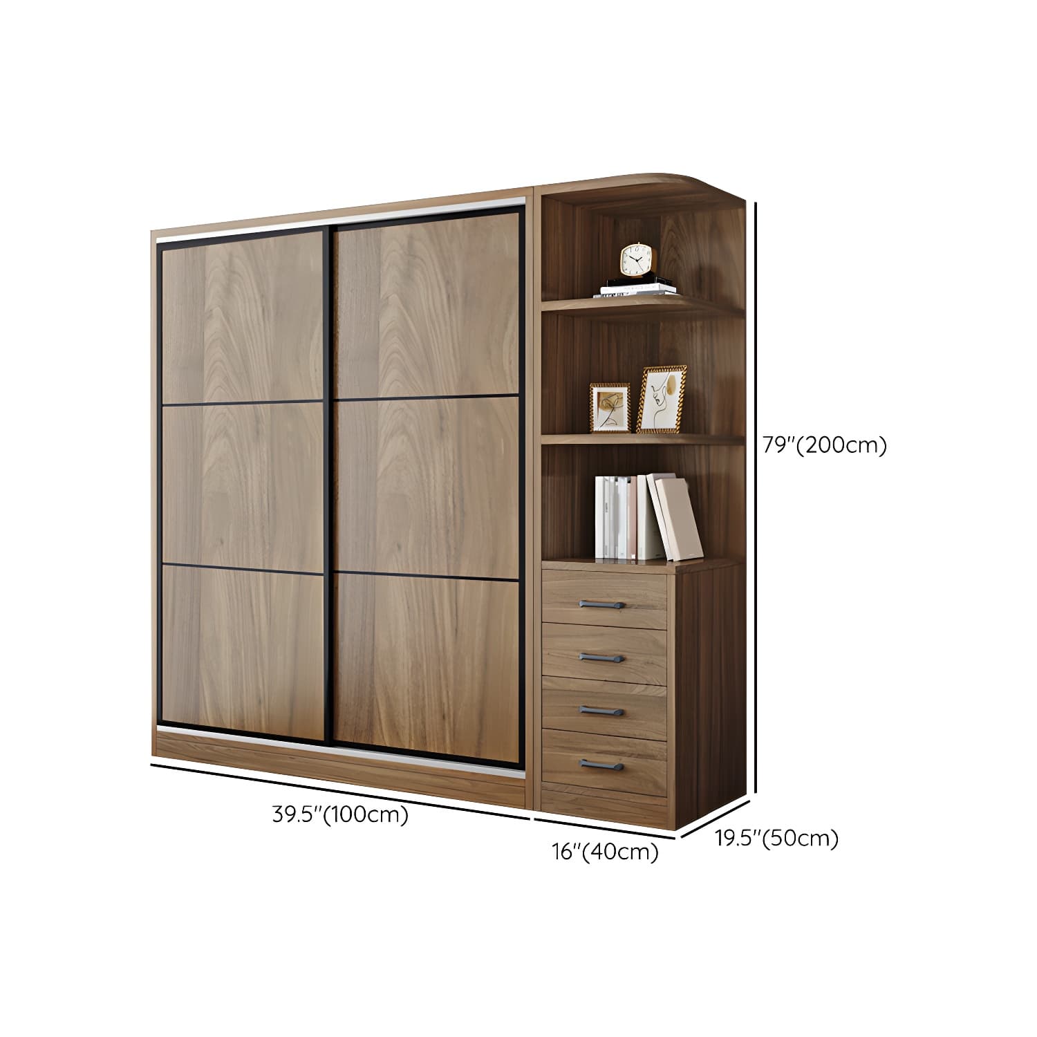 Modern Style Freestanding Wardrobe Pine Wood Wardrobe with Drawer - image 14