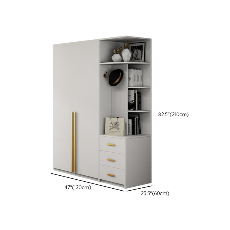 Simple Lumber White Wardrobe Armoire with Interior Shelves & Clothing Rack & Soft Close Drawer & Soft Close Door thumbnail 16