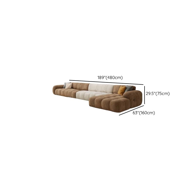 Channel Back L-Shape/Straight Right Hand Facing/Horizontal Sofa Recliner/Sofa Couch in Brown/Beige with Concealed Support & Pine Wood Frame for Living Room thumbnail 30