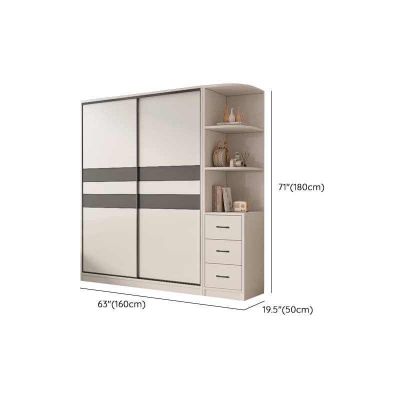 Chalk Nordic Timber Wardrobe with 3 Drawers, Self-supporting Design, Soft Close Door, and Clothing Rod thumbnail 26