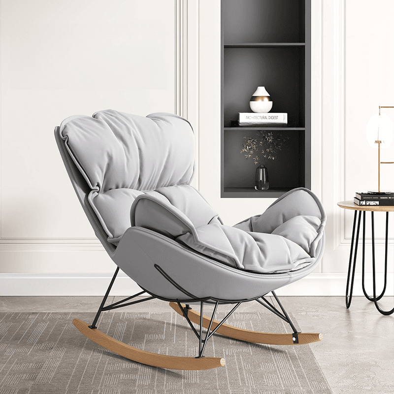Stationary Rocking Chair with Flared Arm and Rear Support thumbnail 4