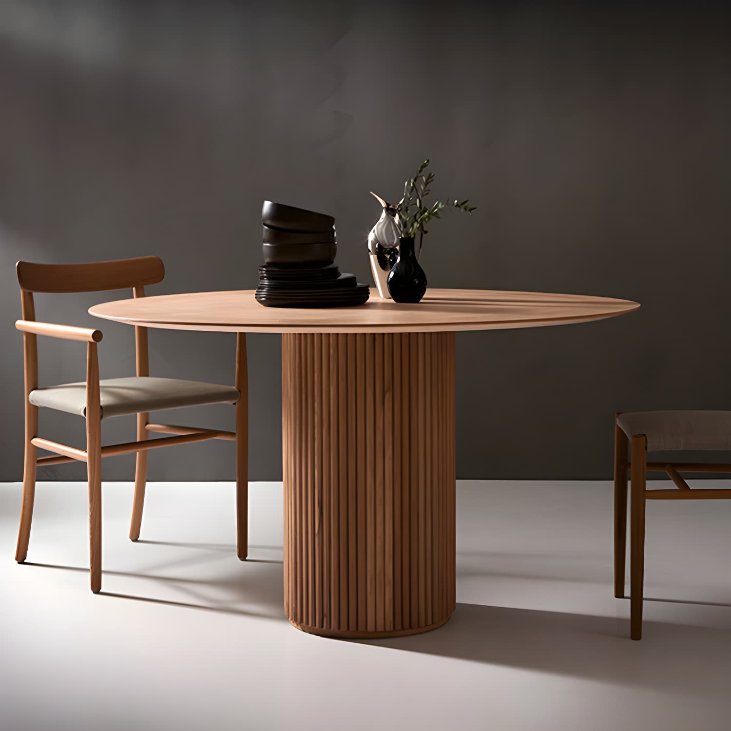 Modern Round Wood Dining Table Home Kitchen Dinner Pedestal Dining Table thumbnail 5