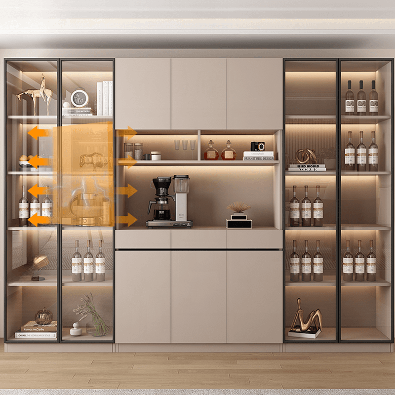 Wide/Standard/Narrow Modern Timber 3 Drawers 2 Shelves/3 Shelves/1 Shelf Glass Doors Pantry Hutch Sideboard thumbnail 13