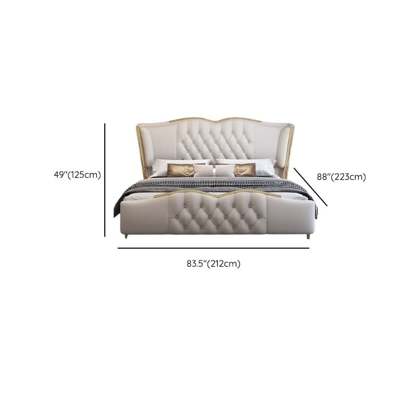 Beige Luxurious Solid Color Storage Bed/Platform Bed with Pine Wood Frame and Button-tufted Design for Living Room thumbnail 13