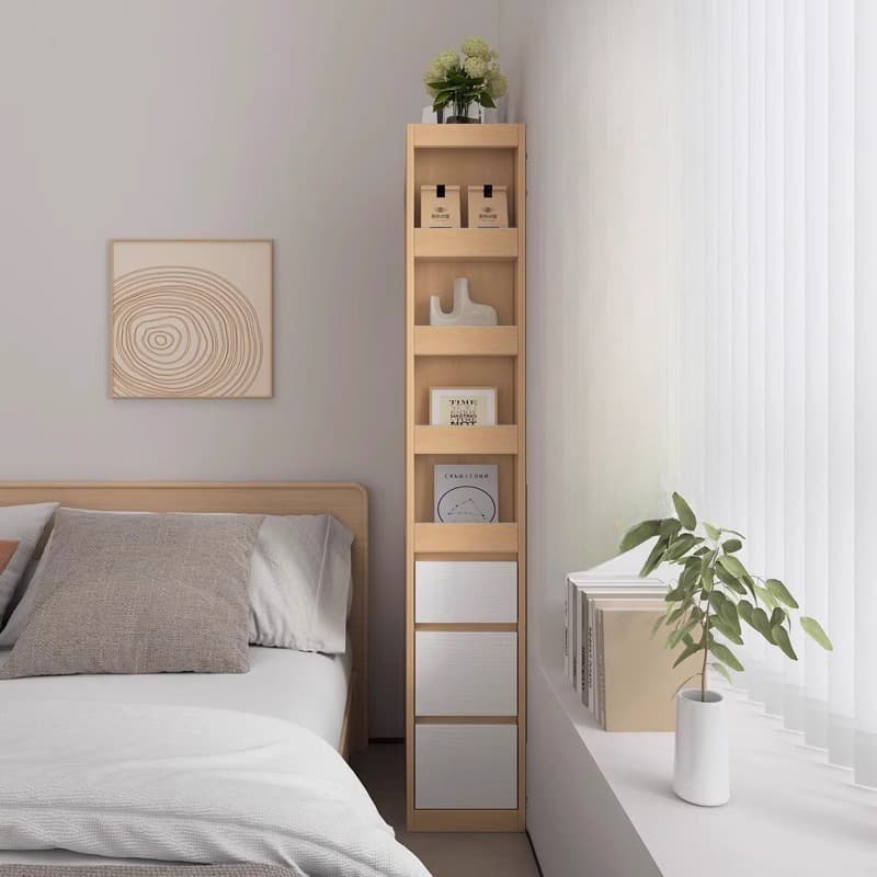 Modern Simple Style Rectangular Decorative Cabinet with 4 Exterior Shelves, Lumber Countertop in Wood Color, Soft Close Drawer, and Stain Resistant thumbnail 2