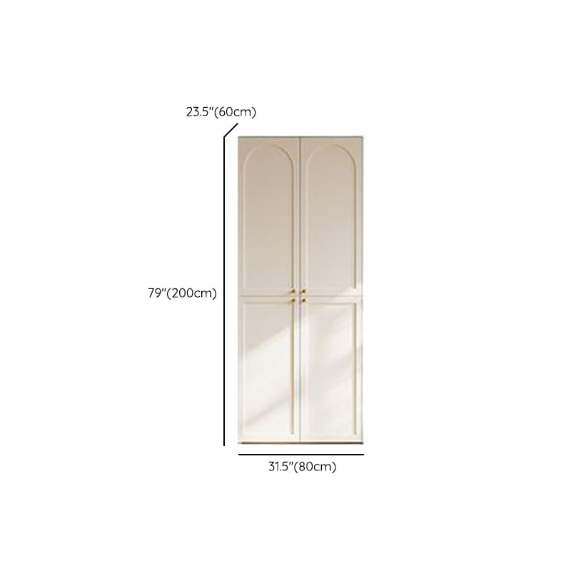 White Minimalist Manufactured Wood Wardrobe Closet with 2 Drawers, Soft Close Door, Interior Shelves, and Clothing Rod thumbnail 16