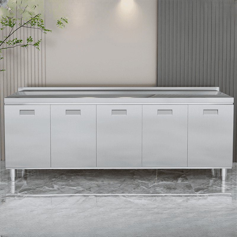 2 Shelves & 4 Doors/3 Doors/2 Doors Silver Metal Standard/Narrow Sideboard with Larder & Hutch thumbnail 4