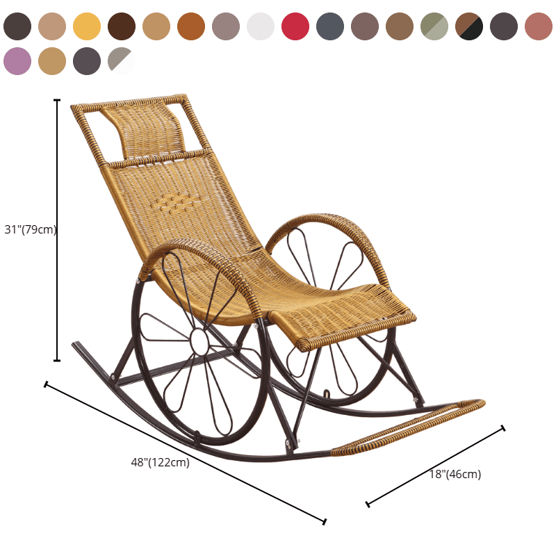 Ergonomic Wicker Front Porch Rocking Chairs with Rear Back, Stationary thumbnail 31