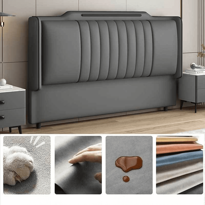 Simplistic Wingback Headboard with Camelback Shape in Pine Wood, Available in Full/King/Queen Sizes, Featuring Sponge Upholstery and Standard Height, No Distressing thumbnail 4