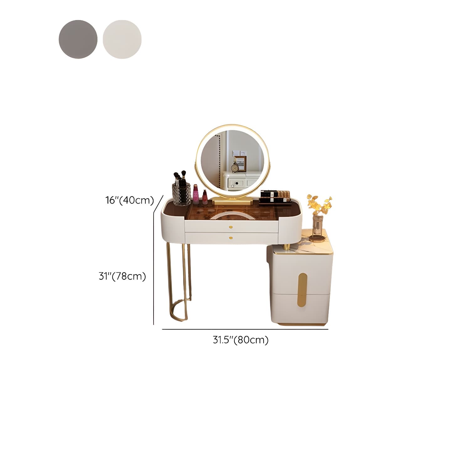 Contemporary Glass Top Vanity Dressing Table With 4/5 Drawers thumbnail 19