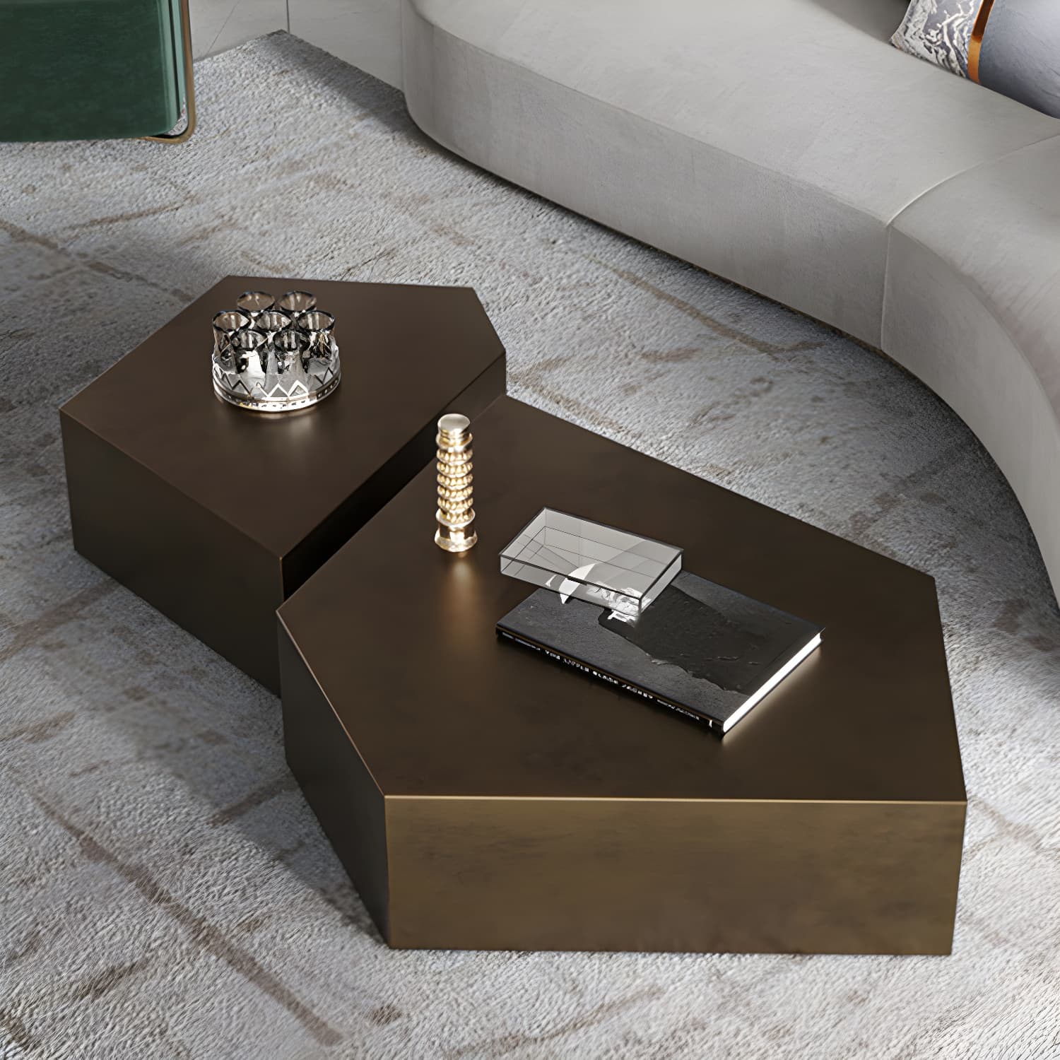 Abstract Shape Base Design Stainless Steel Hussey/bronze Free Shape Coffee Table thumbnail 3