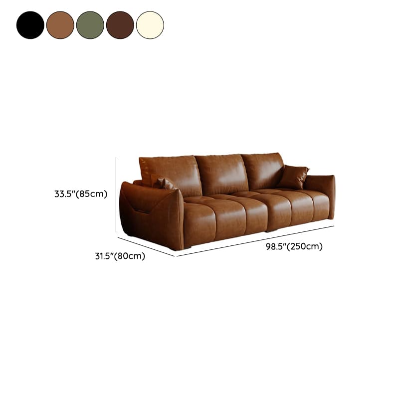 Modern Solid Color Scratch-defiant Standard Sofa in Light Gray/Emerald Green/Auburn, 3-seater with 2 Pillows thumbnail 16