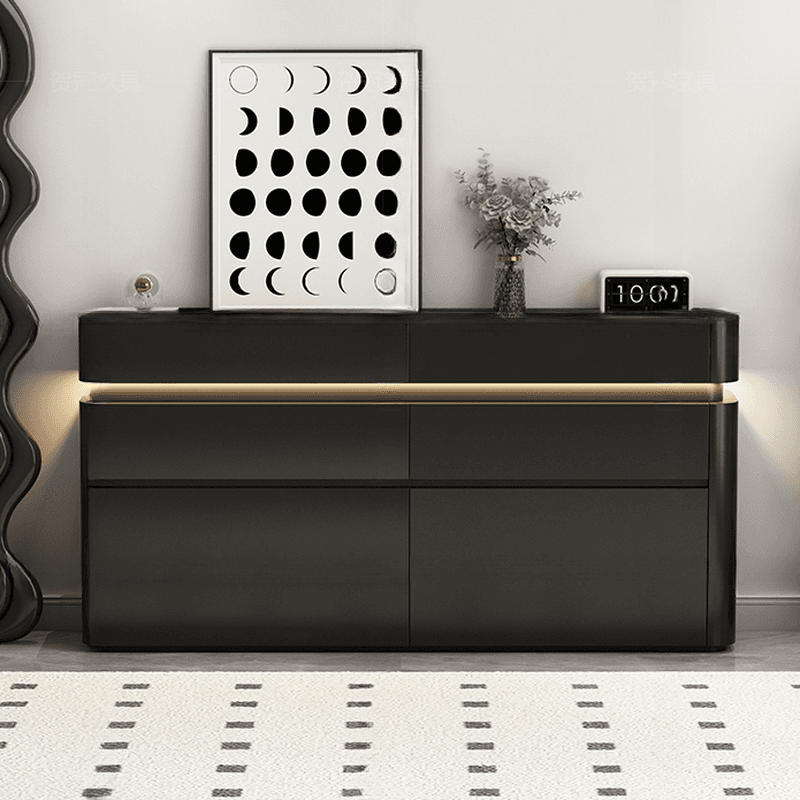 Minimalist Horizontal Console Dresser Illumination Light Timber 8 Drawers thumbnail 3