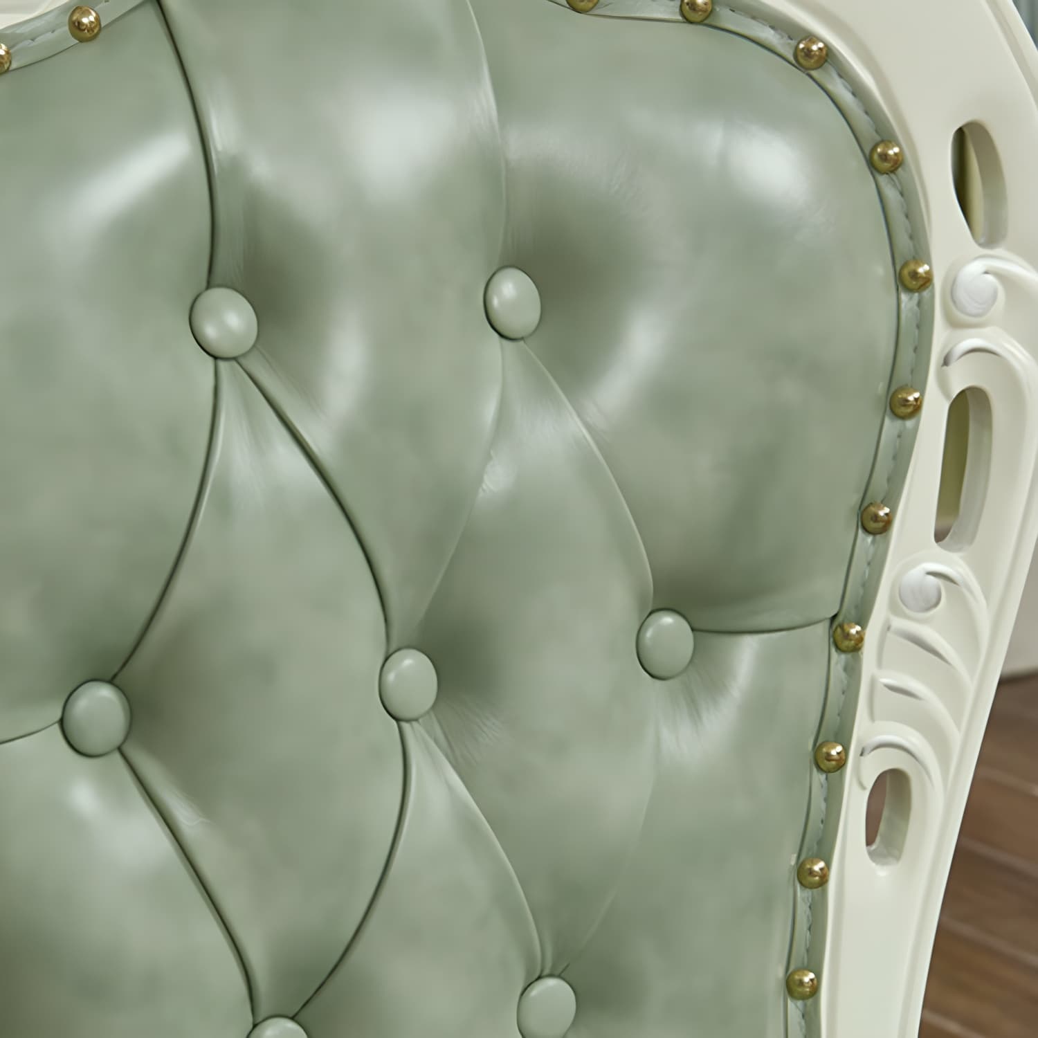 Victorian Rubberwood King Louis Back Chair Matte Finish Leather Dining Chair (Set of 2) thumbnail 13