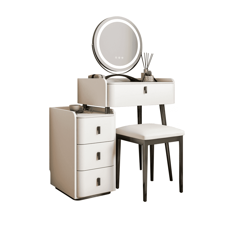 Orange/Gray/Beige Vanity Set with Drawers and Adjustable Brightness Mirror thumbnail 3