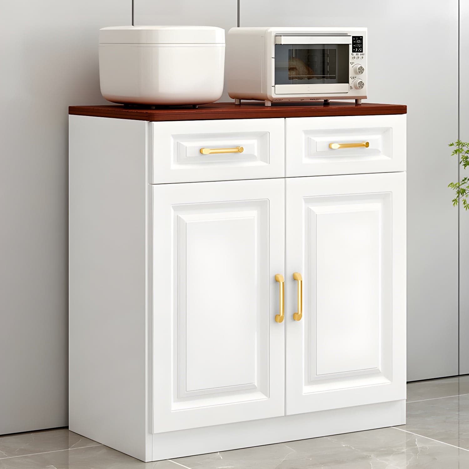 Modern Wood Sideboard Credenza with Drawers and Interior Shelves thumbnail 4