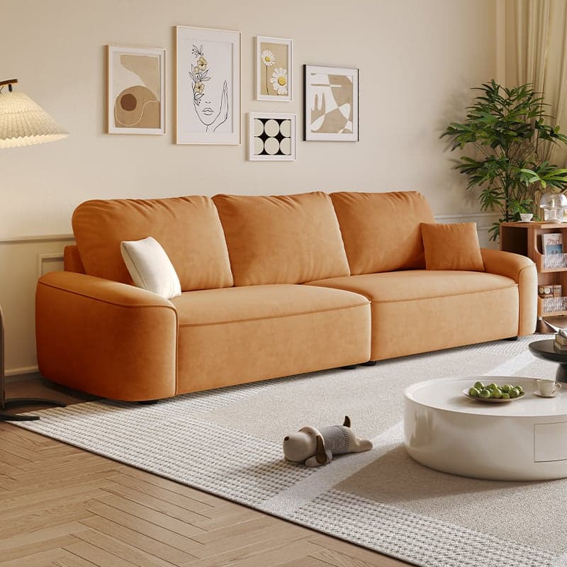 Tear Resistant Standard Sofa in Gray/Ivory/Citrus Color with 5 Pillows thumbnail 6