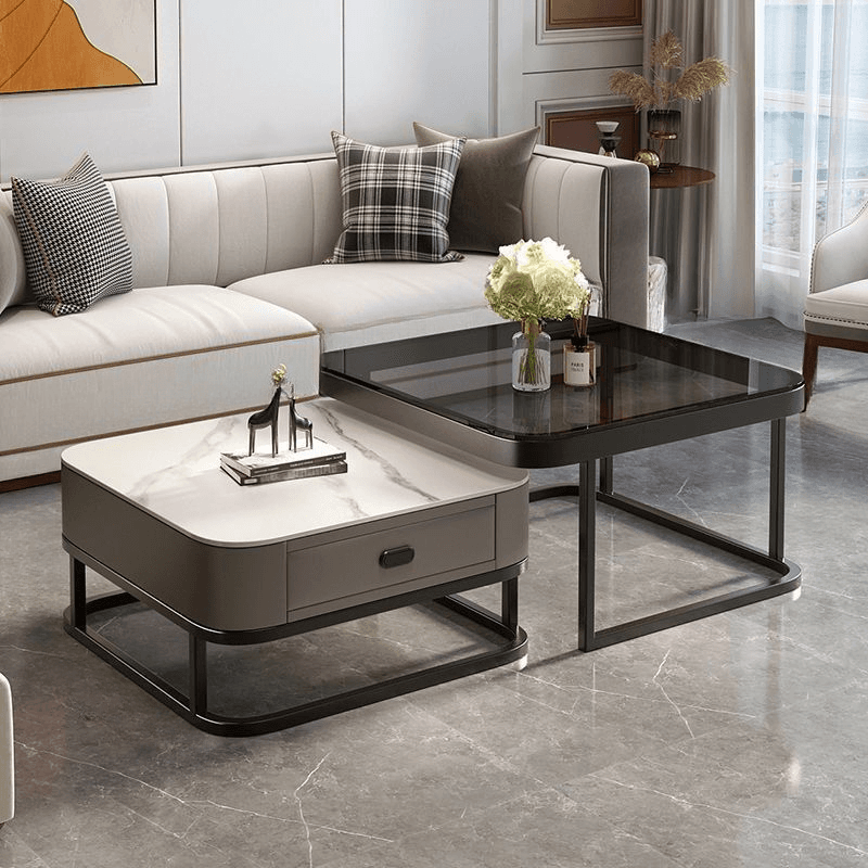Square Double Nesting Accent Table with Framework Base for Home thumbnail 1