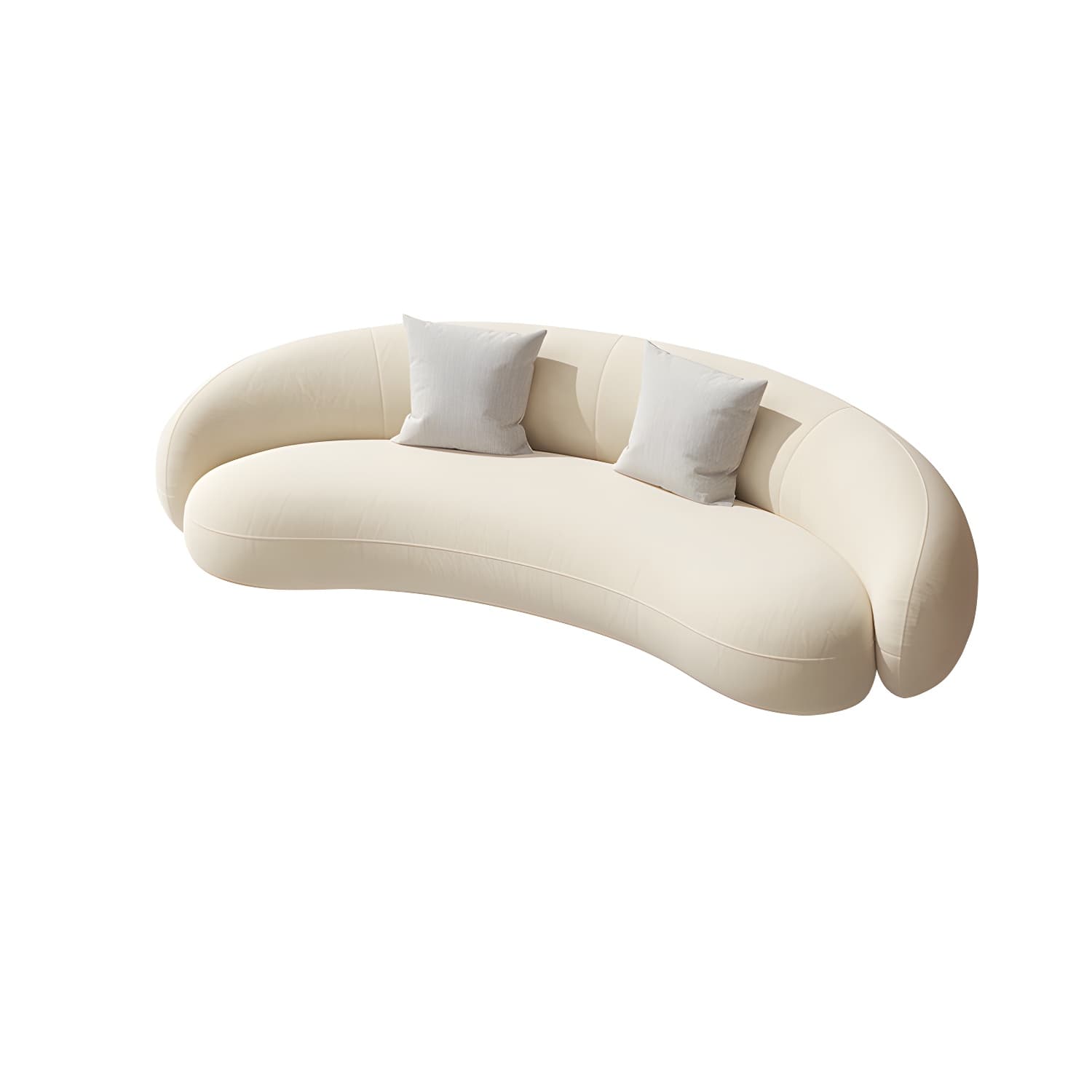 Beige Scandinavian Curved Sofa Tight Back Couch with Tuxedo Arm thumbnail 8