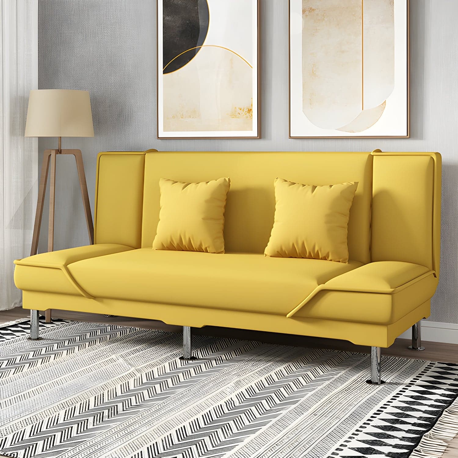 Contemporary Armless Convertible Sofa Linen Foldable Sofa for Apartment thumbnail 10