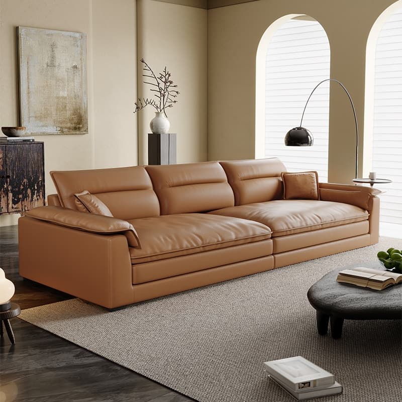 Modish Solid Color Water Resistant Standard Sofa in Light Gray/White/Light Brown with Seats 3/2-seater and 2 Pillows thumbnail 3