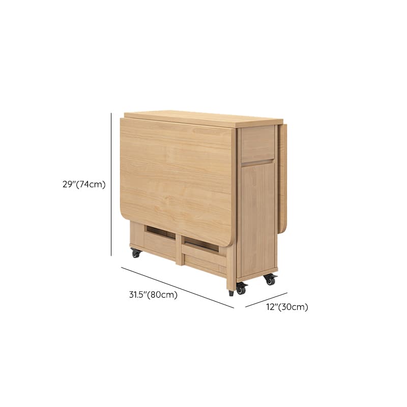 Scandinavian Wood Drop Leaf Dining Table with Storage and Expandable Design thumbnail 15
