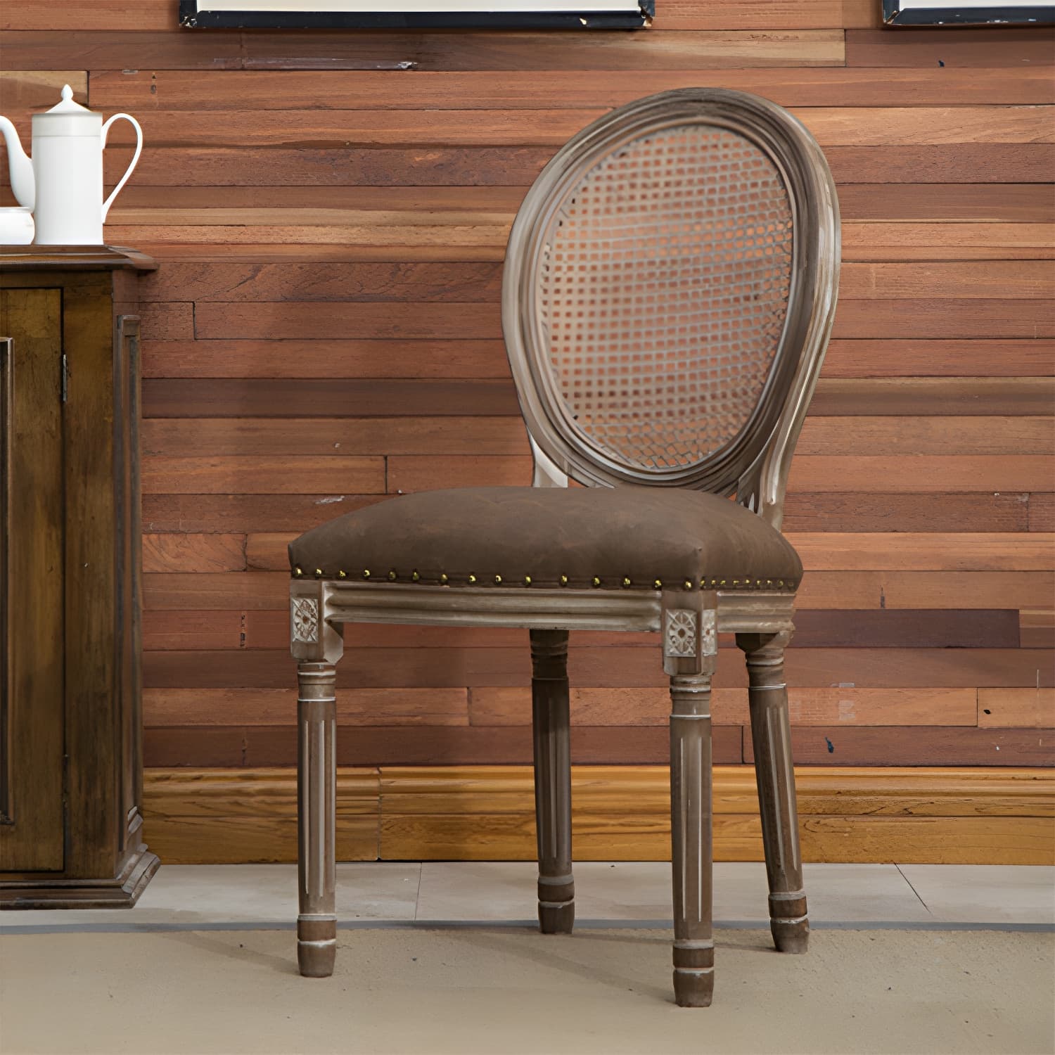Farmhouse Dining Chair with Wood Legs King Louis Back Side Chair for Home Use thumbnail 5