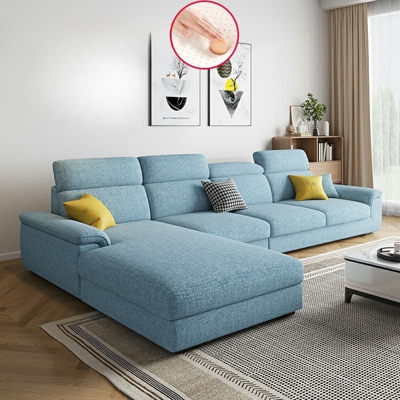 5-Seater Modish Left L-Shape Sofa Chaise with Natural Wood Frame thumbnail 9
