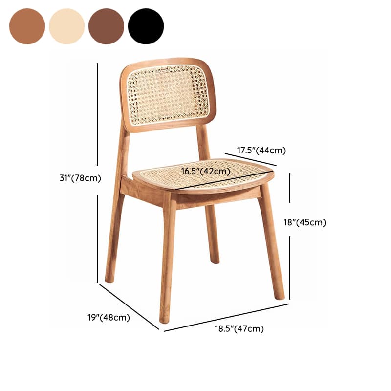 Leatherette/Wood/Rattan Entwined Balanced Armless Chair with Uncovered Back and Timber Legs in Sepia/Ink/Wood Color in a Scandinavian Style thumbnail 22