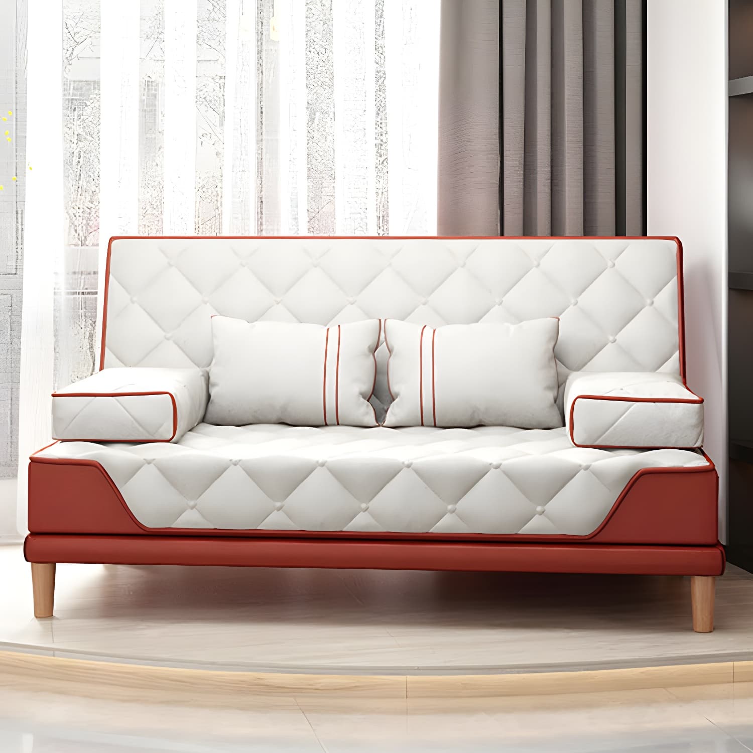 Contemporary Tight Back Convertible Sofa and Chaise with Pillow Top Arm thumbnail 22