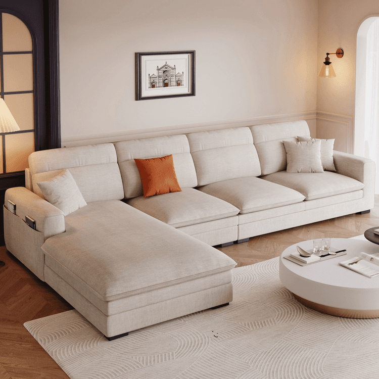 L-Shape/Straight Sofa Recliner/Sofa Couch with Concealed Support and Pine Wood Frame thumbnail 13