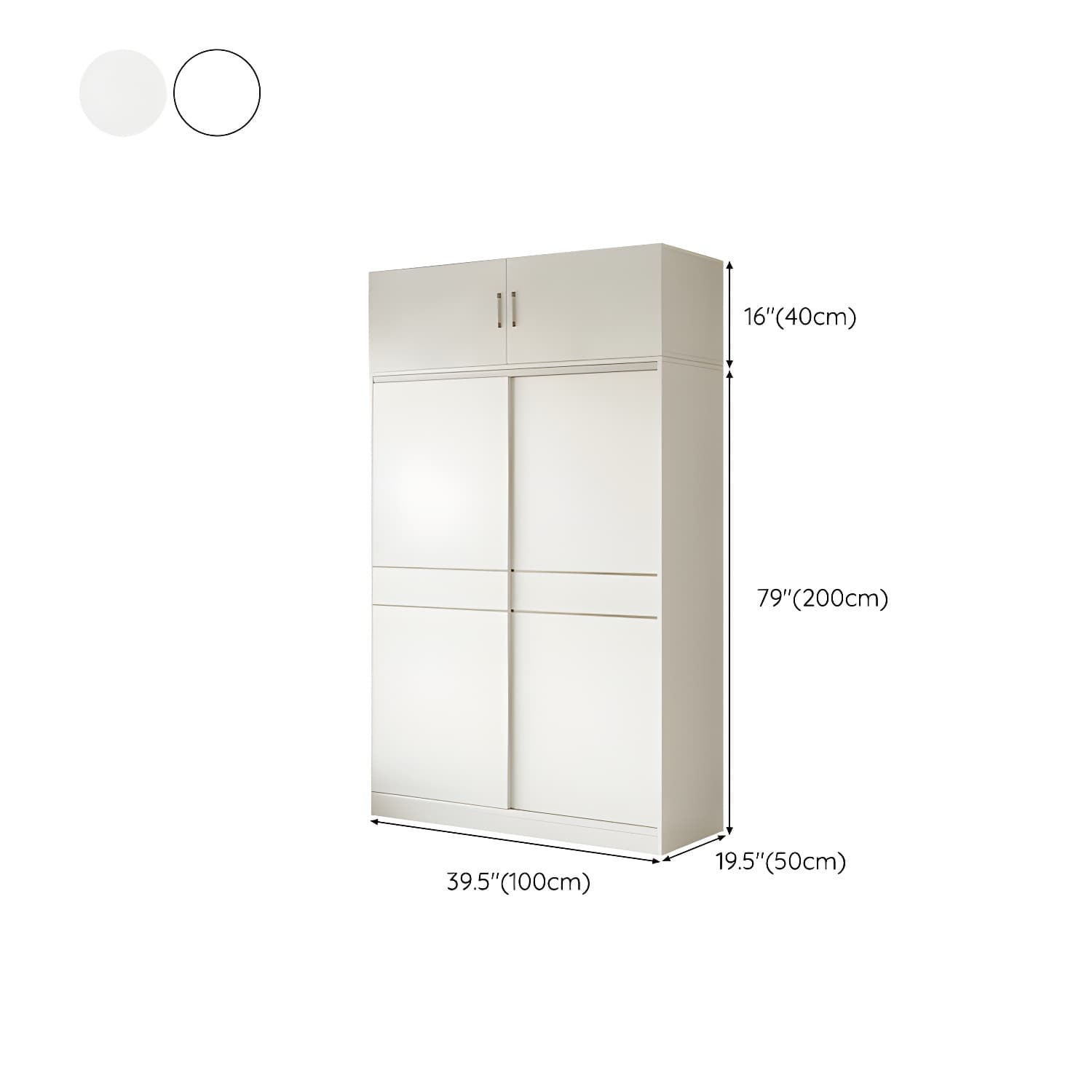 Fashionable Sliding Door Storage Wood Wardrobe with Metal Clothing Rod and Shelves in White Color thumbnail 18