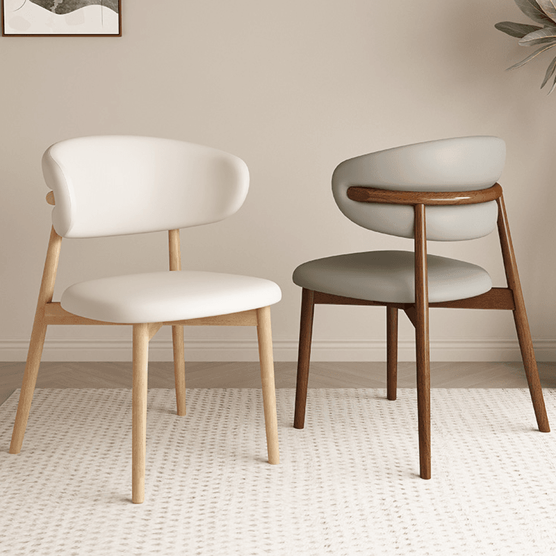 Art Deco Side Chair with Padded Upholstery, Midnight Black/Walnut/Wood Color Legs, Lumber Material, and Low Back thumbnail 4