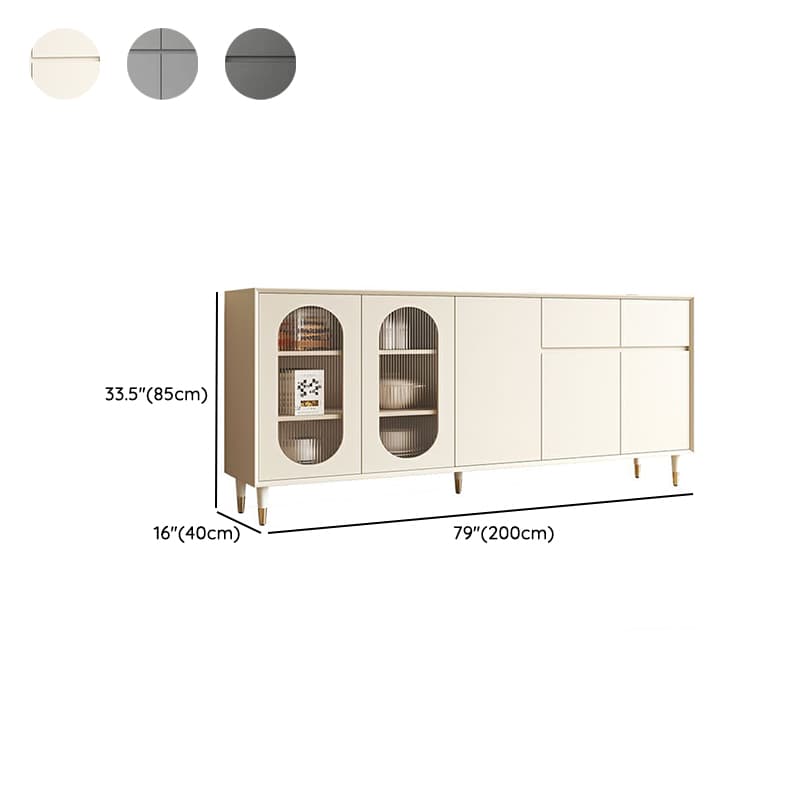 Wood Glam Sideboard Credenza with Glass Doors and Drawers, 40cm Overall Width, 85cm Overall Height thumbnail 21