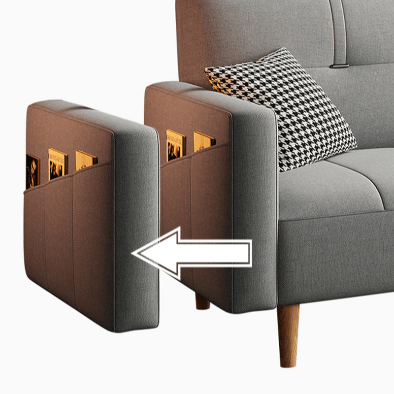 Trendy Solid Color Convertible Sofa in Light Gray/Butter Color/Coffee with Arm, 4-seater/Seats 3/2 People, Receptacle Storage, and 2 Pillows thumbnail 15