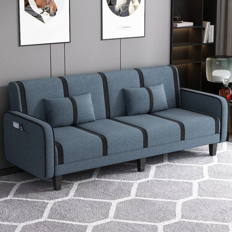 Striped Standard Sofa in Dark Gray/Cerulean/Off-White with Armrest thumbnail 3