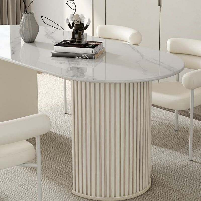 Contemporary Stone Top Oval Dining Table with Metal Legs for Dining Room thumbnail 11